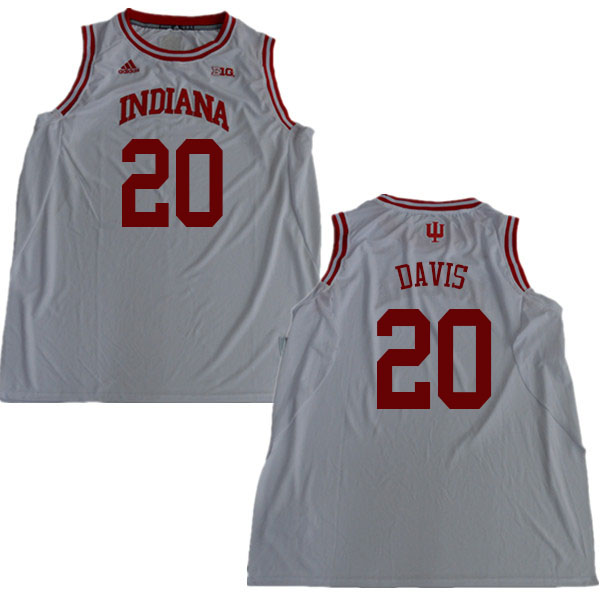 Men #20 De'Ron Davis Indiana Hoosiers College Basketball Jerseys Sale-White